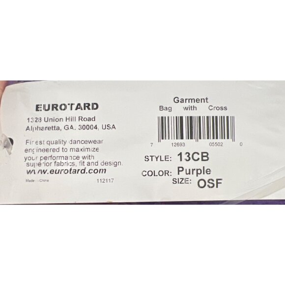 Eurotard Large Hanging Garment Bag Cross Style 13CB Purple OSF ID Pouch - Picture 3 of 6